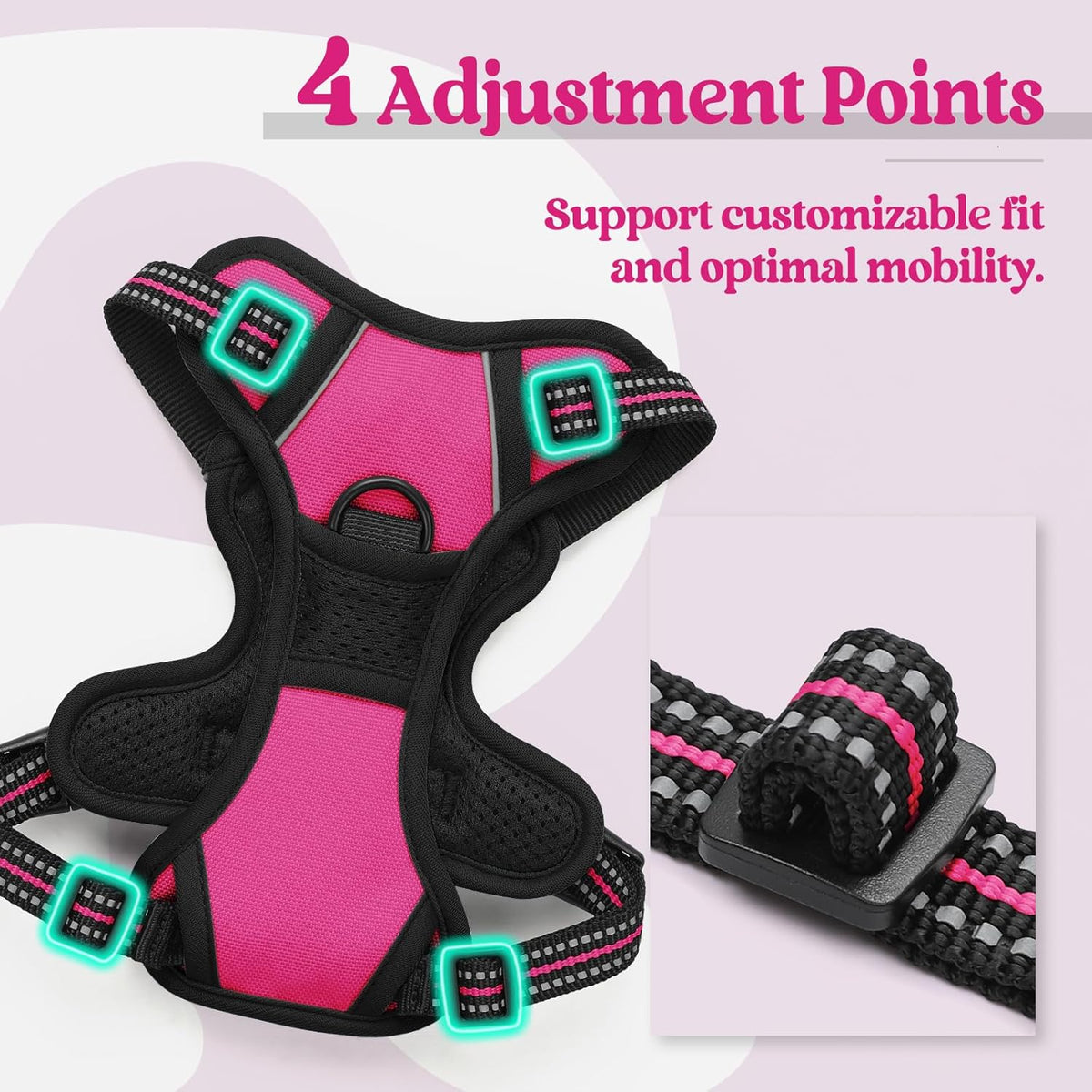 rabbitgoo Dog Harness No Pull with 2 Leash Clips, Adjustable Soft Padded, Reflective Oxford No