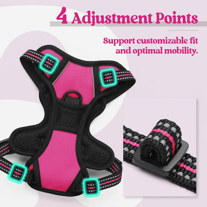 rabbitgoo Dog Harness No Pull with 2 Leash Clips, Adjustable Soft Padded, Reflective Oxford No