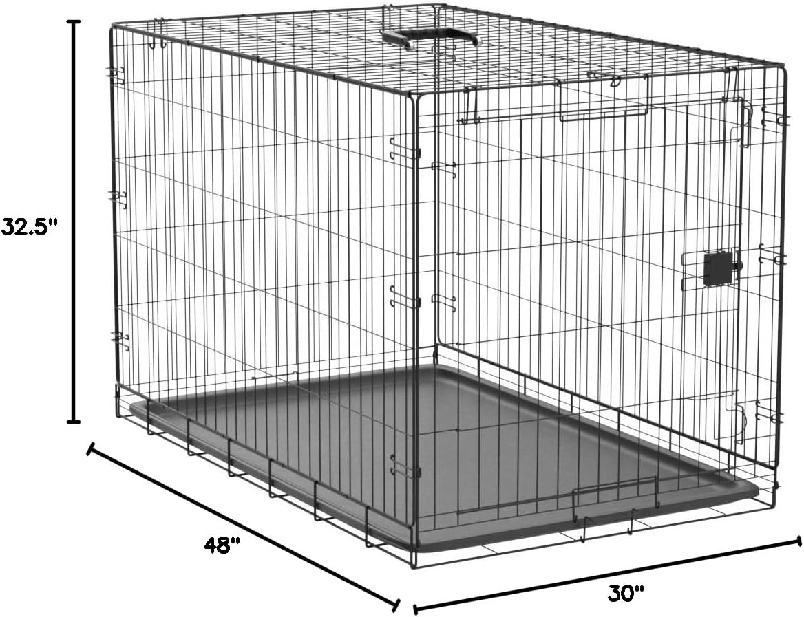 Amazon Basics Durable, Foldable Metal Wire Dog Crate with Tray, Single Door, 48 x 30 x 32.5 in