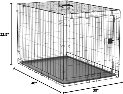 Amazon Basics Durable, Foldable Metal Wire Dog Crate with Tray, Single Door, 48 x 30 x 32.5 in