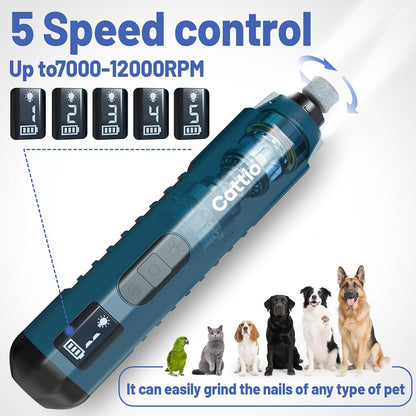 Dog Nail Grinder - Professional Electric Dog Nail Trimmer for Dogs & Cats Quiet Painless Grooming &