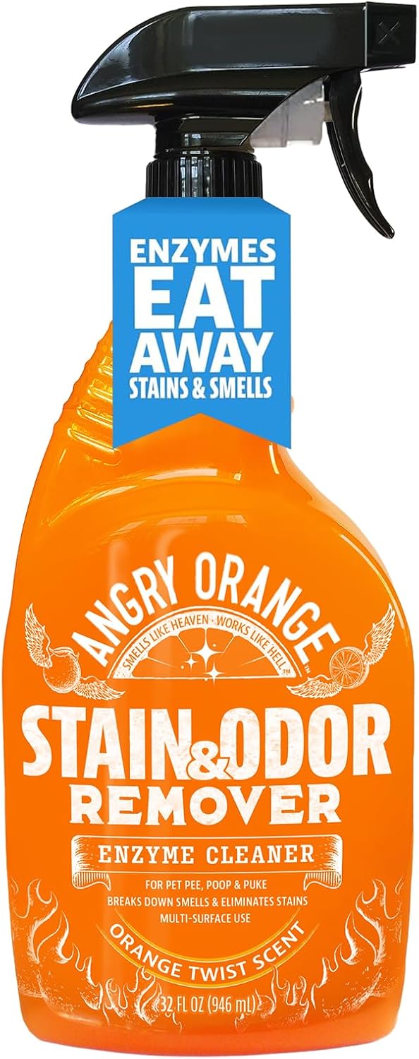 Angry Orange Stain Remover - 32oz Enzyme Pet Cleaner - Dog & Cat Urine Destroyer and Stain Remover