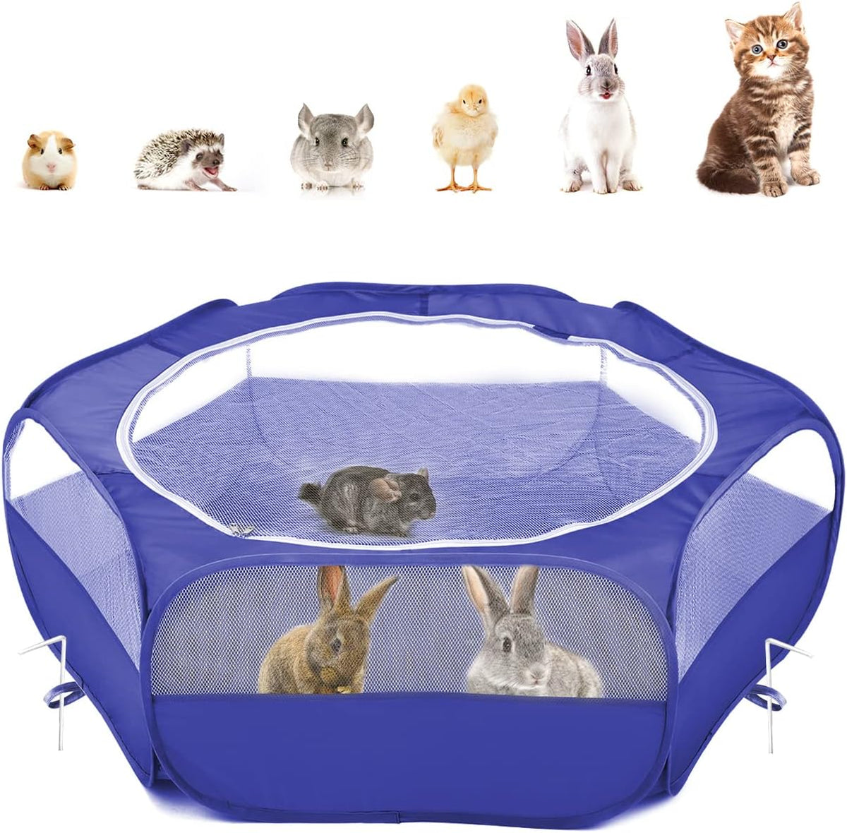Pawaboo Small Animals Playpen, Waterproof Small Pet Cage Tent with Zippered Cover, Portable Outdoor