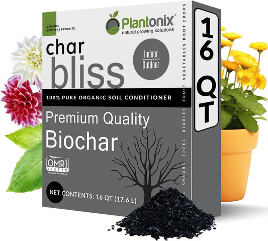 Char Bliss (16 Qts) - Organic Biochar for Plants - OMRI-Listed Biochar Soil Amendment Organic - Bio
