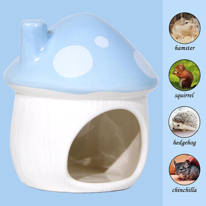Ceramic Mushroom Hamster Hideout - Hamster Habitat for Hamsters Chinchillas Hedgehogs and Gerbils