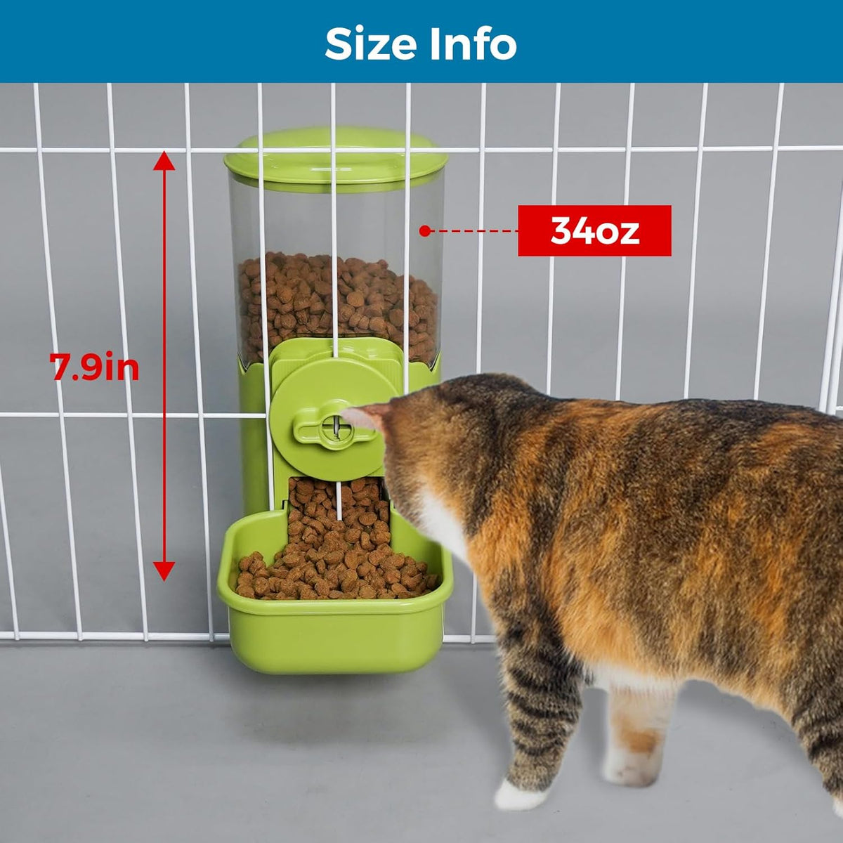 VANNON Small Animal Hanging Automatic Food Dispenser, 35oz Gravity Pet Feeder for Cage, Food Bowl