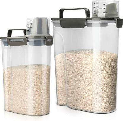 Rice Storage Container, 5 to 10lb Dry Food Airtight Dispenser, Pet Dog Cat Food Canister, BPA Free