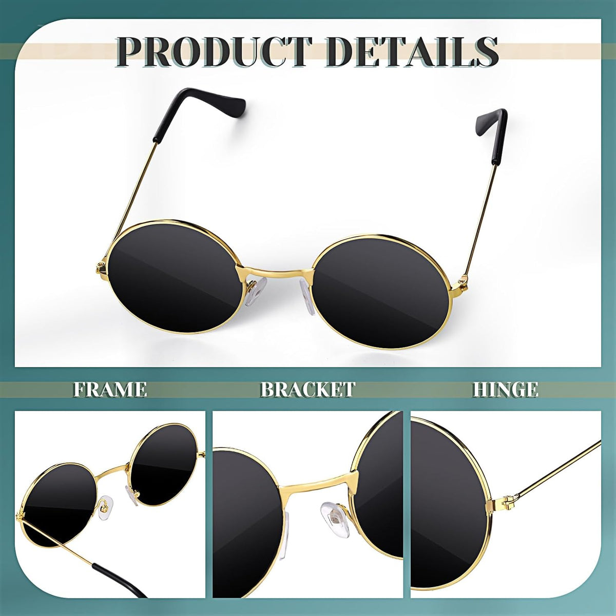 Dog Sunglasses Retro Pet Glasses Doll Glasses Classic Round Dog Glasses Metal Cat Puppy Eye Wear