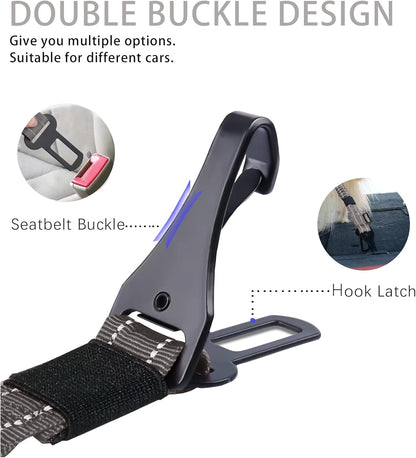 AUBELL Dog Seat Belt for Car,Updated 3-in-1 Adjustable Reflective Bungee Heavy Duty Dog Car Harness
