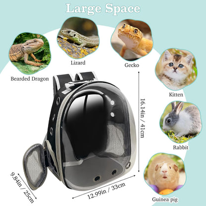 PINVNBY Bearded Dragon Carrier Backpack with Harness and Leash Set Large Reptile Travel Carrier