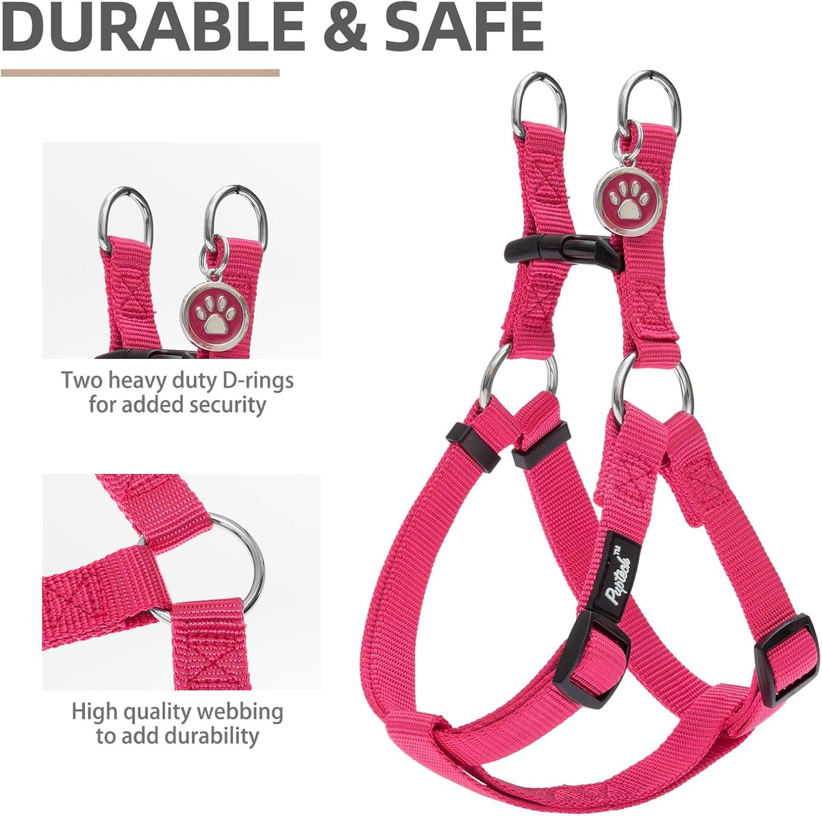 PUPTECK No Pull Dog Harness Soft Adjustable Basic Nylon Step in Puppy Vest Outdoor Walking with ID