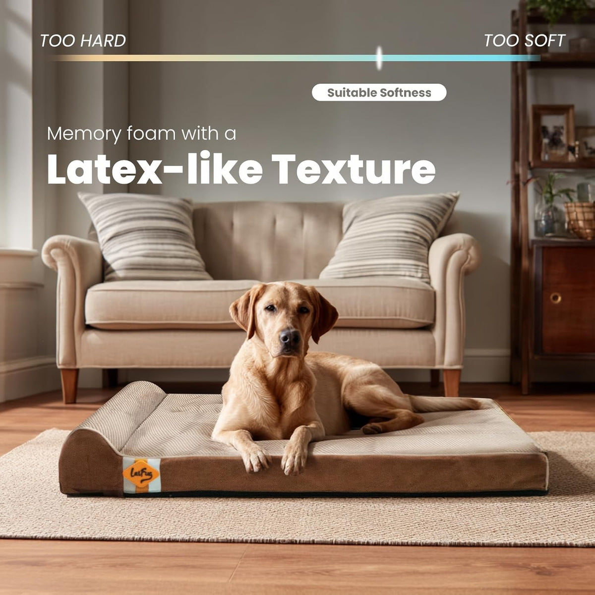 Laifug Orthopedic Memory Foam Extra Large Dog Bed with Pillow and Durable Waterproof Liner and