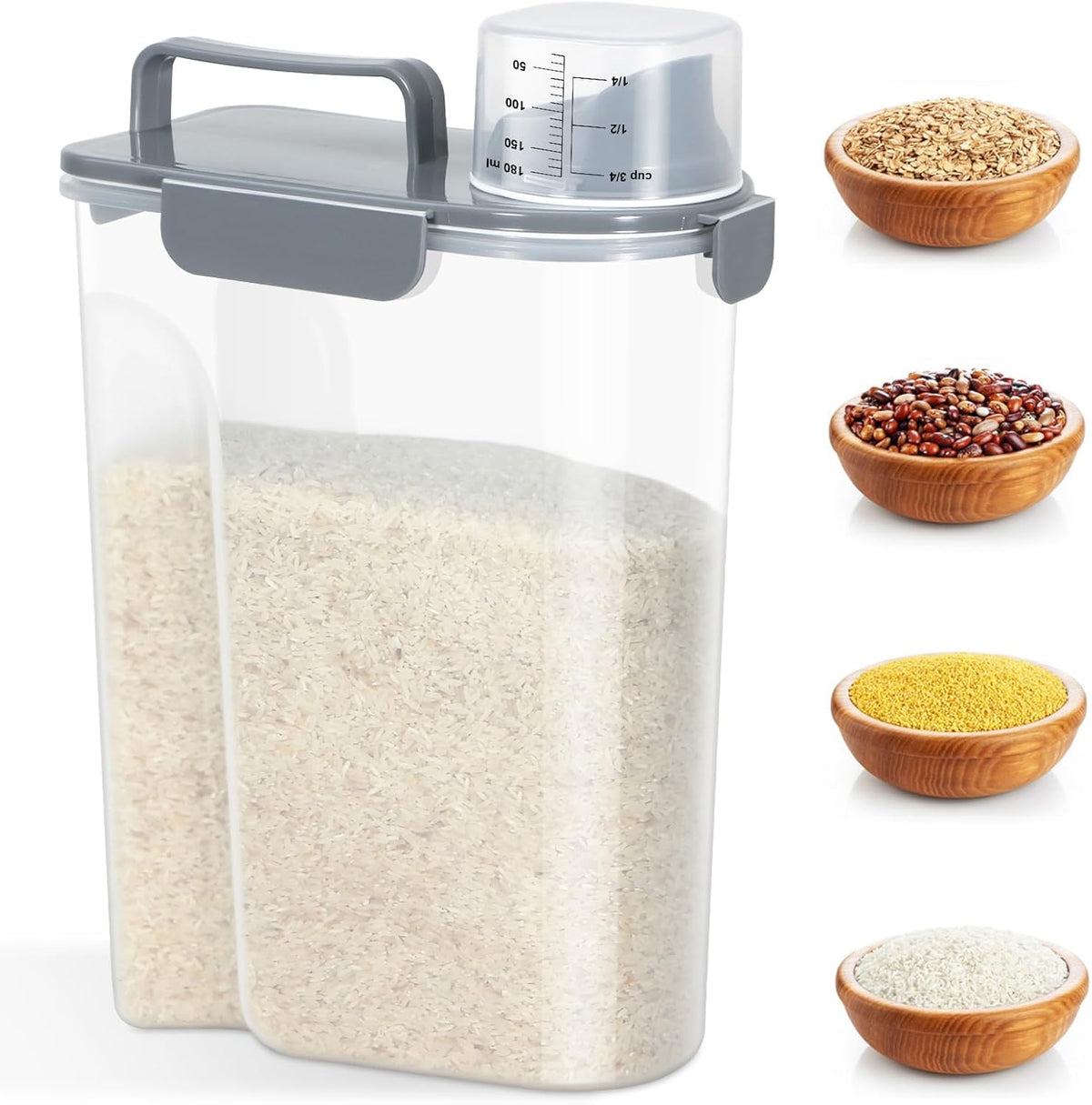 Rice Storage Container 10 Lbs, Airtight Food Dispenser with Large Spout and Cup for Pet Dog Cat