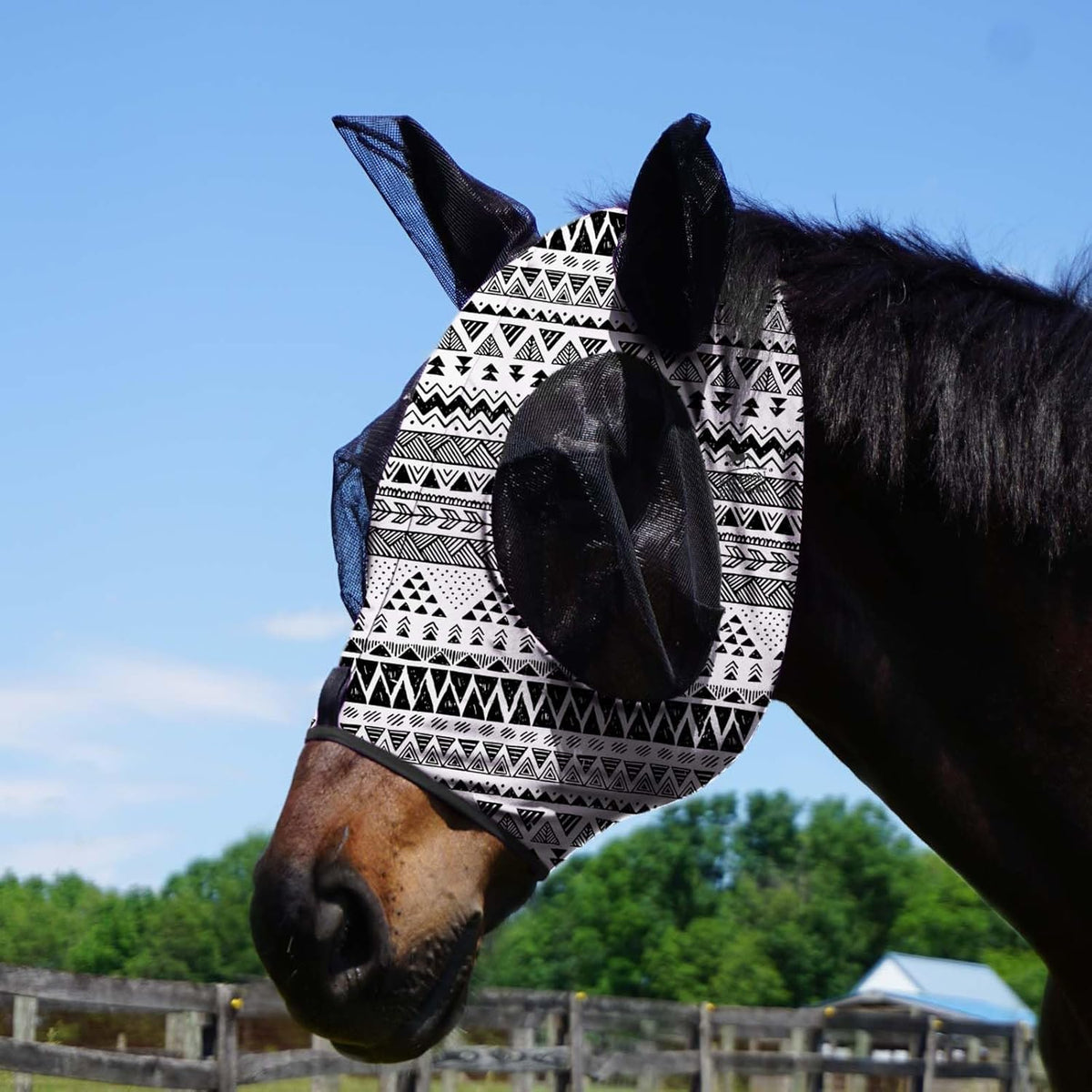 Harrison Howard Super Comfort Stretchy Fly Mask Large Eye Space with UV Protection Soft on Skin