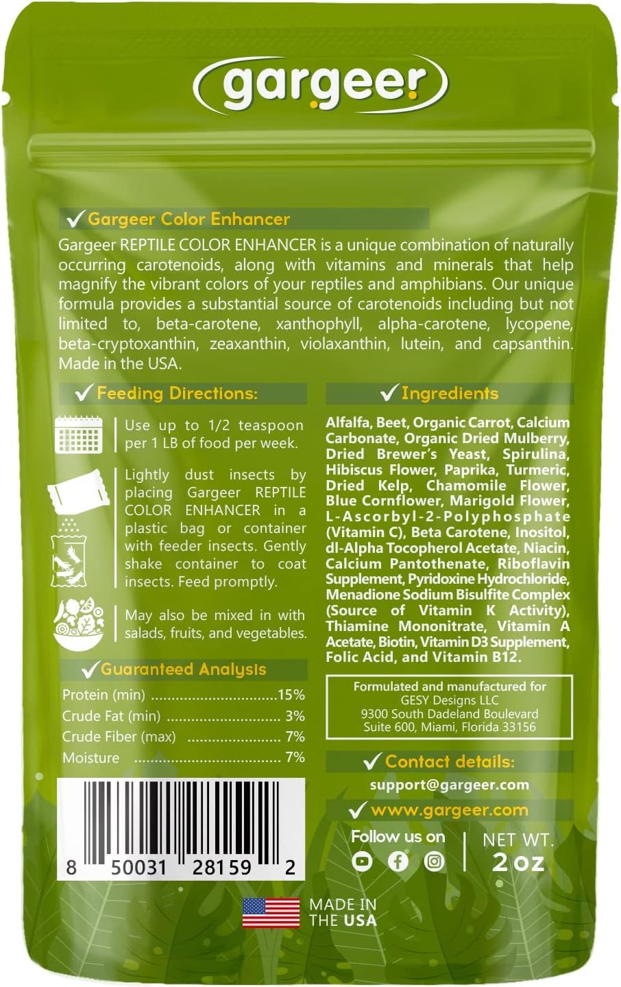 All Reptiles Color Enhancer. Magnify Vibrant Colors, and Boost Health with Much Needed Minerals and