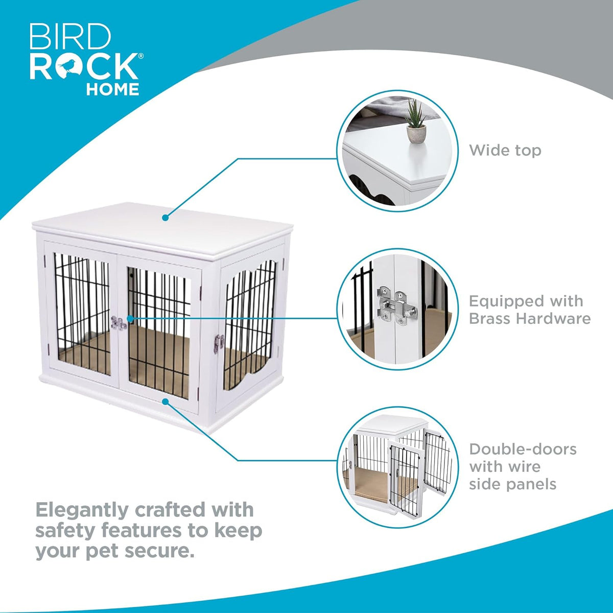 INTERNET'S BEST Decorative Dog Kennel with Pet Bed, Small Pet House, Double Door Indoor Crate