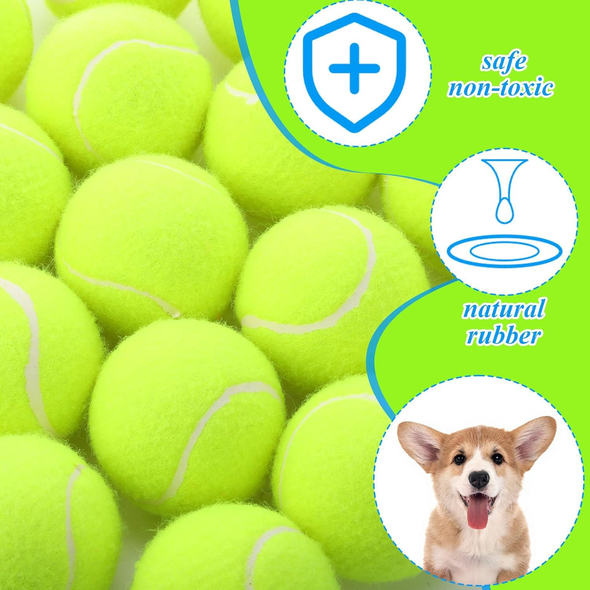 Skylety 100 Pcs 2.5 inch Squeaky Tennis Balls Bulk for Dogs Bouncy Floatable Tennis Balls Dog