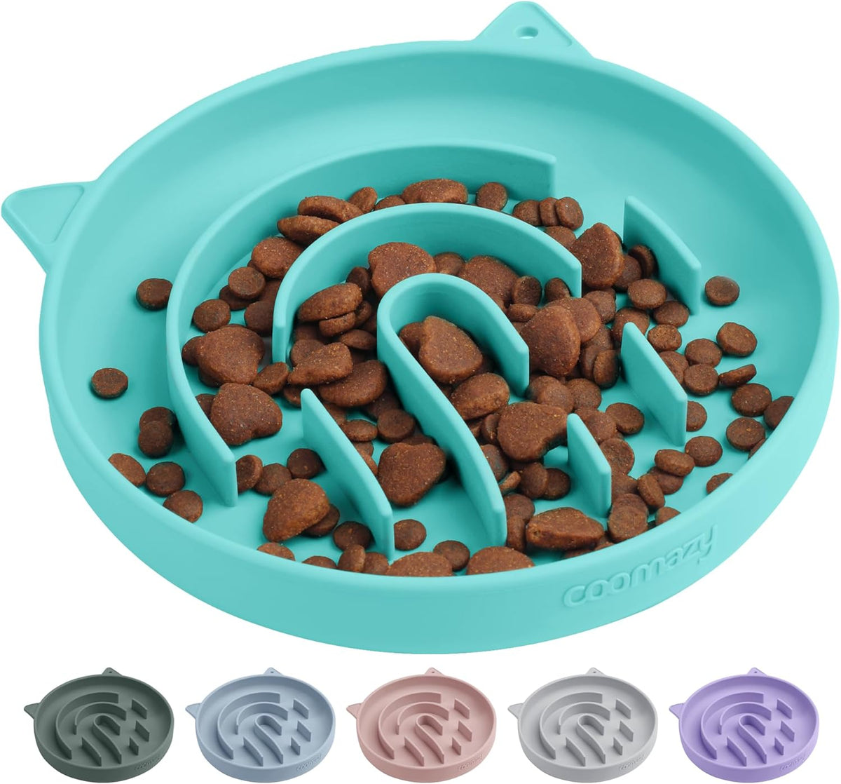 Coomazy Silicone Slow Feeder Dog Cat Bowls, Interactive Puzzle Toy for Pets Dry/Wet Food Training