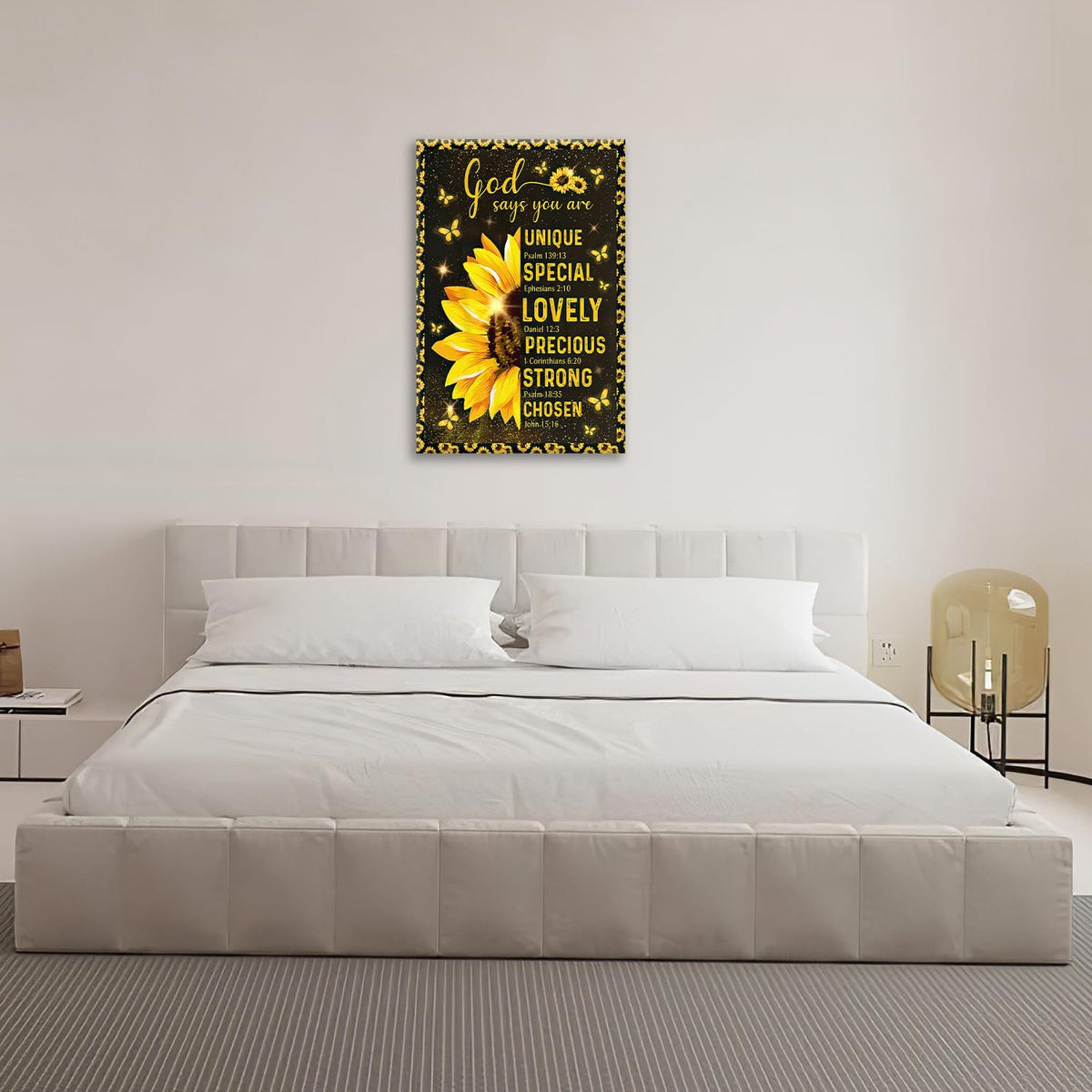 Christian Sunflower Bathroom Pictures Wall Art, Bible Verse Bathroom Wall Decor for Bedroom Office