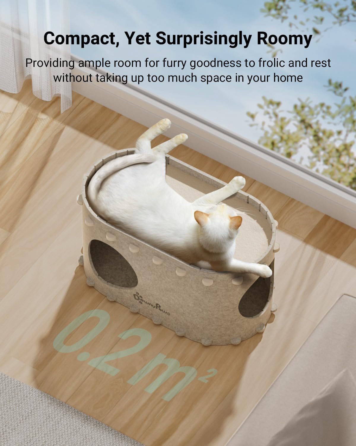 DownyPaws Cat House for Indoor Cats, Cat Bed Cave for Multiple & Large Cats Up to 22 Lbs, Scratch