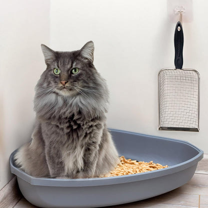 Cat Litter Scooper with Holder,Sturdy Litter Cleaner Corner Shovel,Stainless Steel Mesh Litter