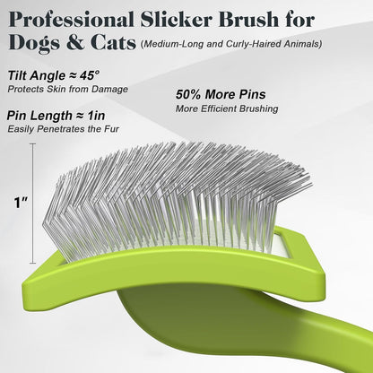 2PCS Slicker Brush for Dogs & Pet Comb,Professional Dog Grooming Brush