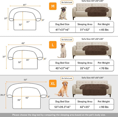 GGIB Calming Dog Bed Fluffy Plush Dog Mat for Furniture Protector with Removable Washable Cover for