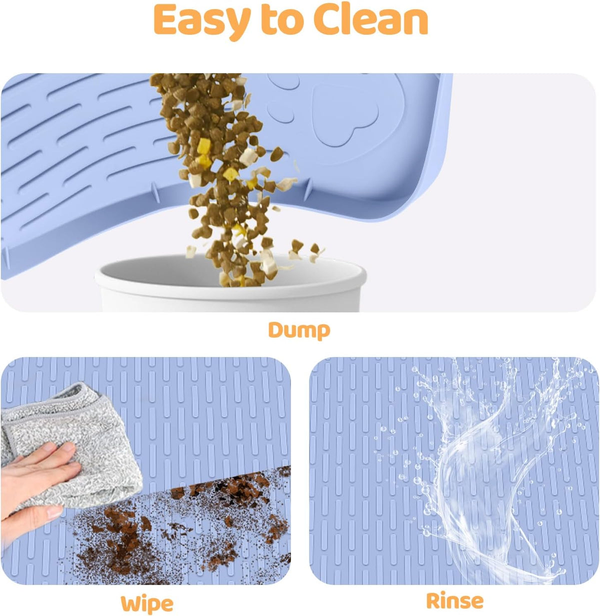 Cat Food Mat, 40" x 28" Extra Large Silicone Pet Feeding Mat with Raised Edge Pet Placemat for Food