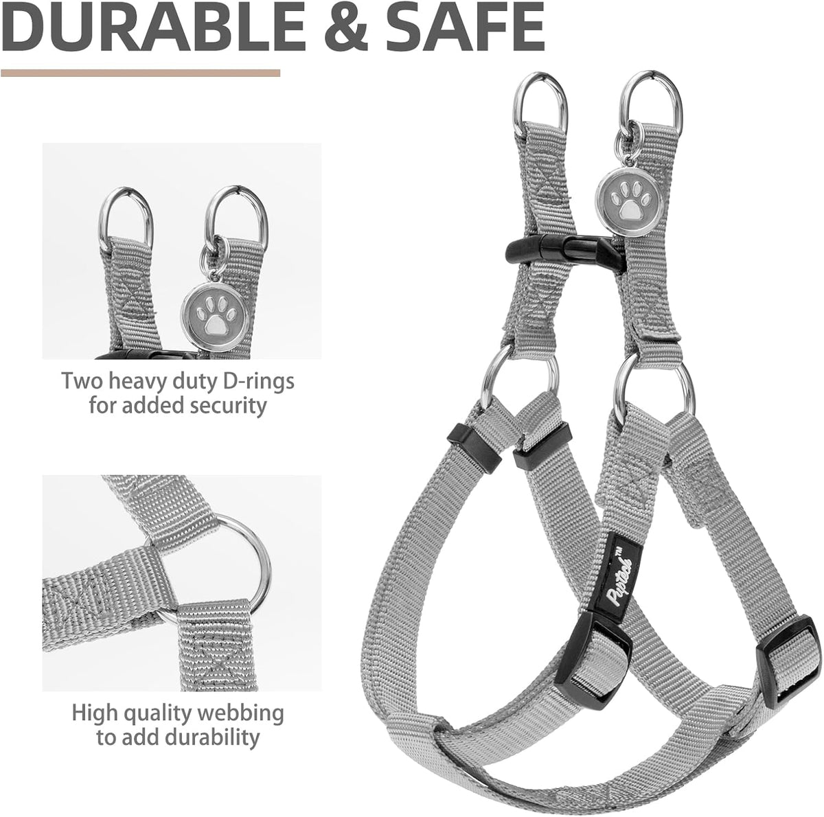 PUPTECK No Pull Dog Harness Soft Adjustable Basic Nylon Step in Puppy Vest Outdoor Walking with ID