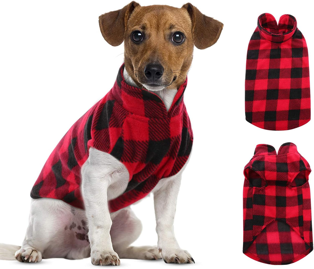 ASENKU Dog Sweater, Plaid Dogs Fleece Vest, Soft Comfortable Pet Pajamas, Warm Winter Puppy Shirt