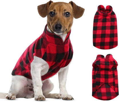 ASENKU Dog Sweater, Plaid Dogs Fleece Vest, Soft Comfortable Pet Pajamas, Warm Winter Puppy Shirt