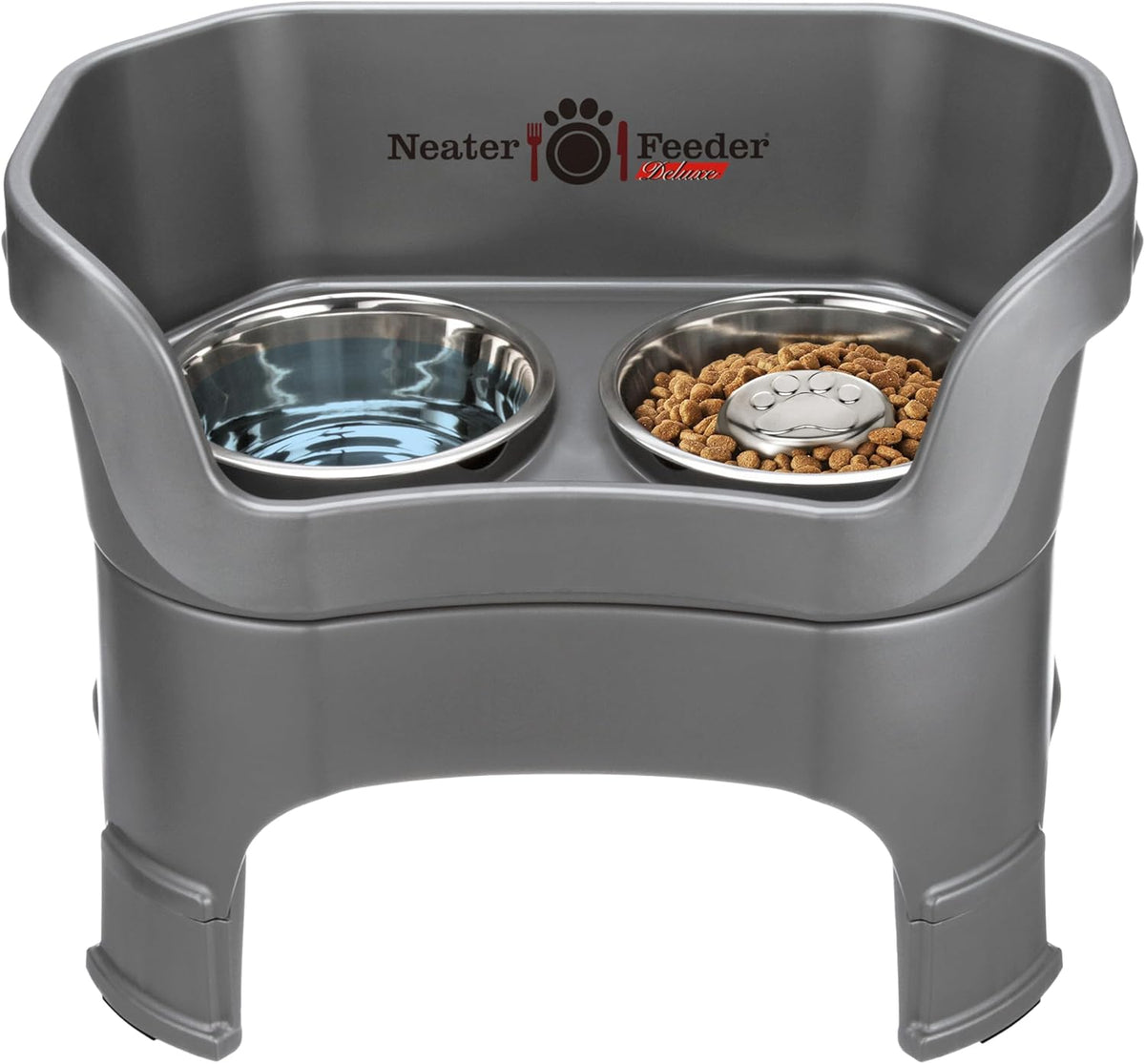 Neater Feeder Deluxe Mess Proof Dog Bowls Elevated for Large Breeds – Made in USA – No Spill Raised