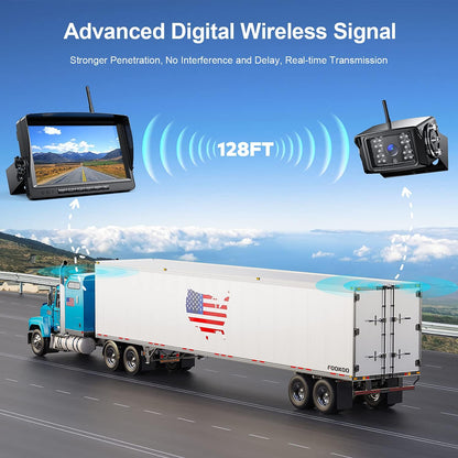 Fookoo 1080P 9" Wireless Backup Camera System, 9" HD Dual/Quad Split Monitor with Recording, IP69