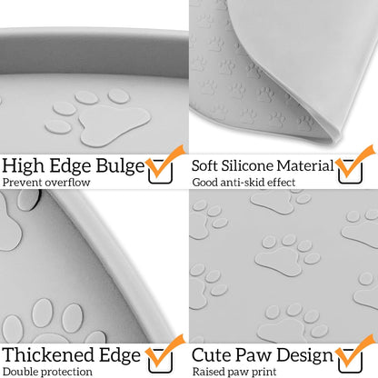 KPWACD Dog Food Mat Anti-Slip Bowl Mats for Food and Water, High-Lips Waterproof Pet Placemat