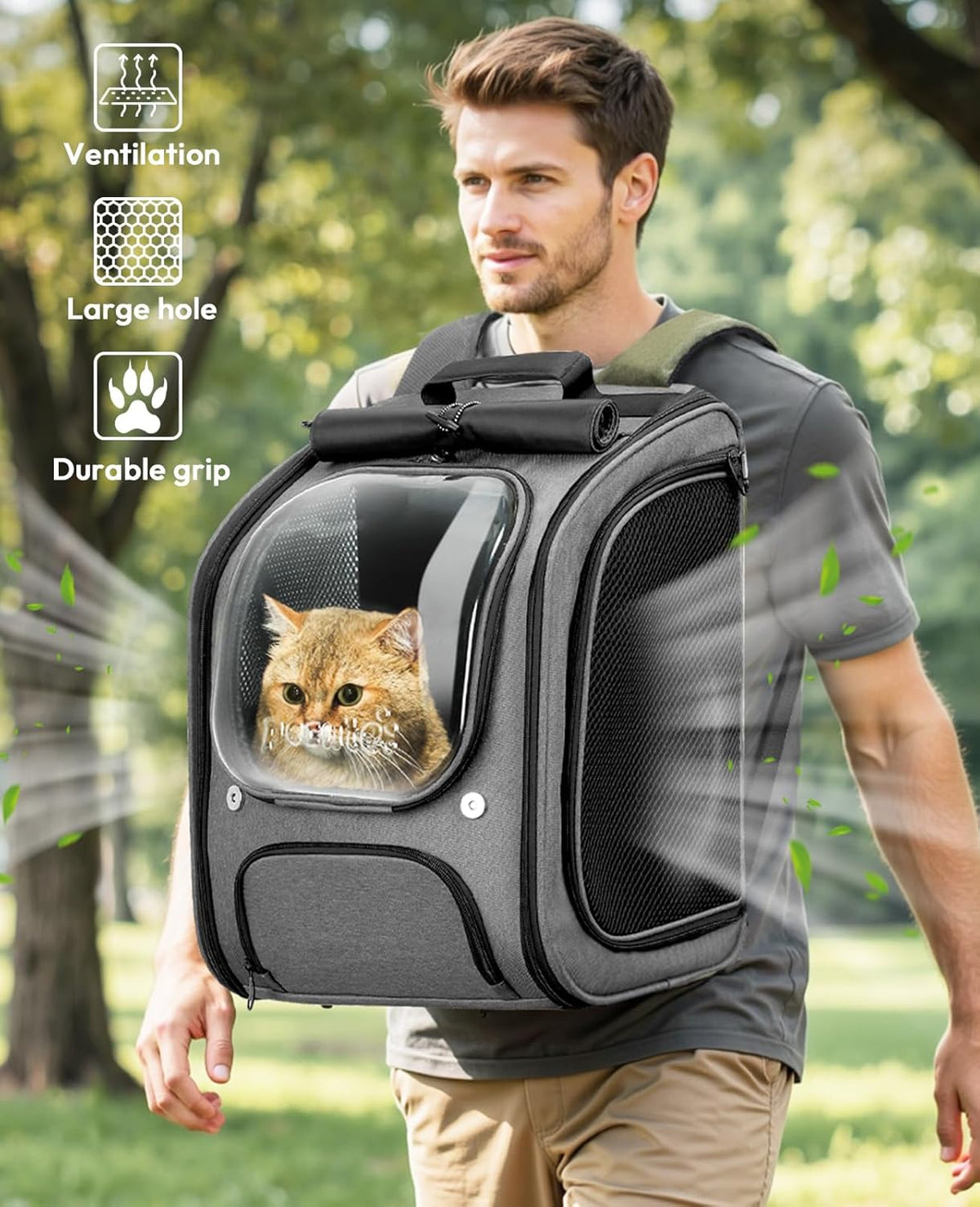 Pecute Cat Backpack Carrier, Large Space Cat Bubble Backpack, Breathable Cat Carrier, Shaded Dog