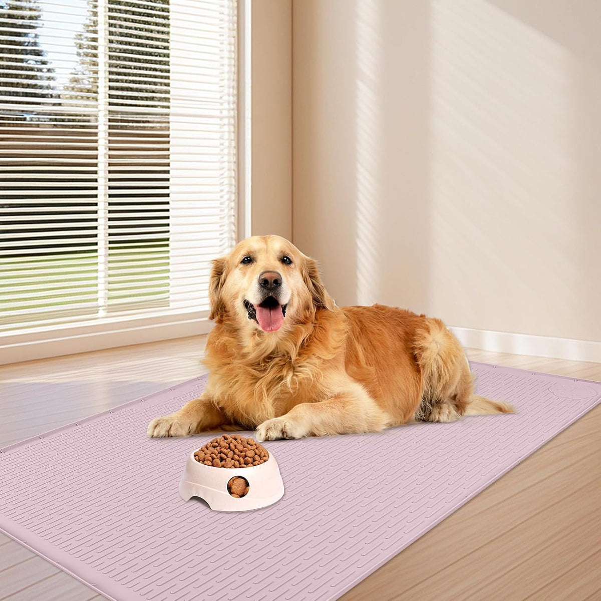 Dog Food Mat, Extra Large 40" x 28" Silicone Pet Feeding Mat with Raised Edge Pet Placemat for