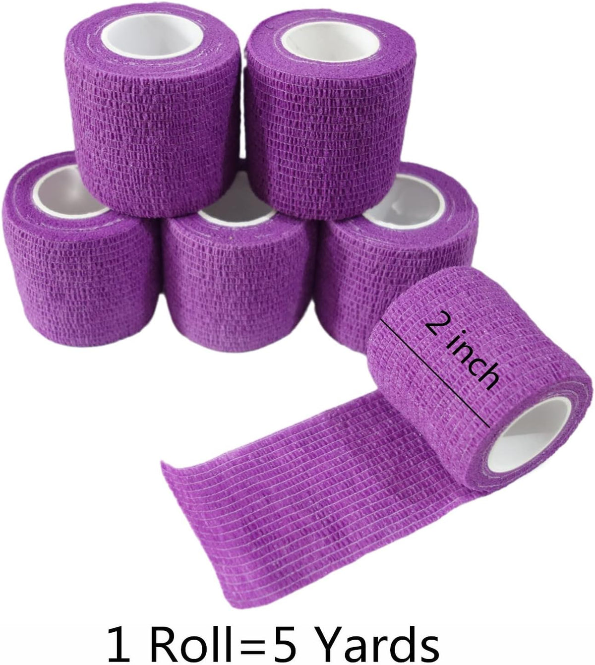 6 Pack 2" x 5 Yards Self Adhesive Bandage Wrap Breathable Cohesive Vet Wrap for Pets, Elastic