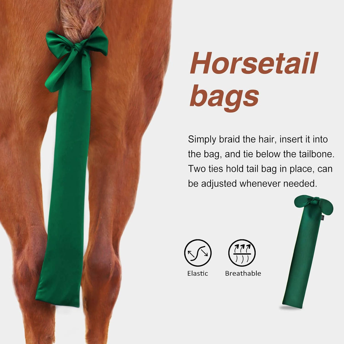Harrison Howard Stretchy Tail Bag Breathable Horse Tail Guard Slip on Design Protect Horse Tail 2