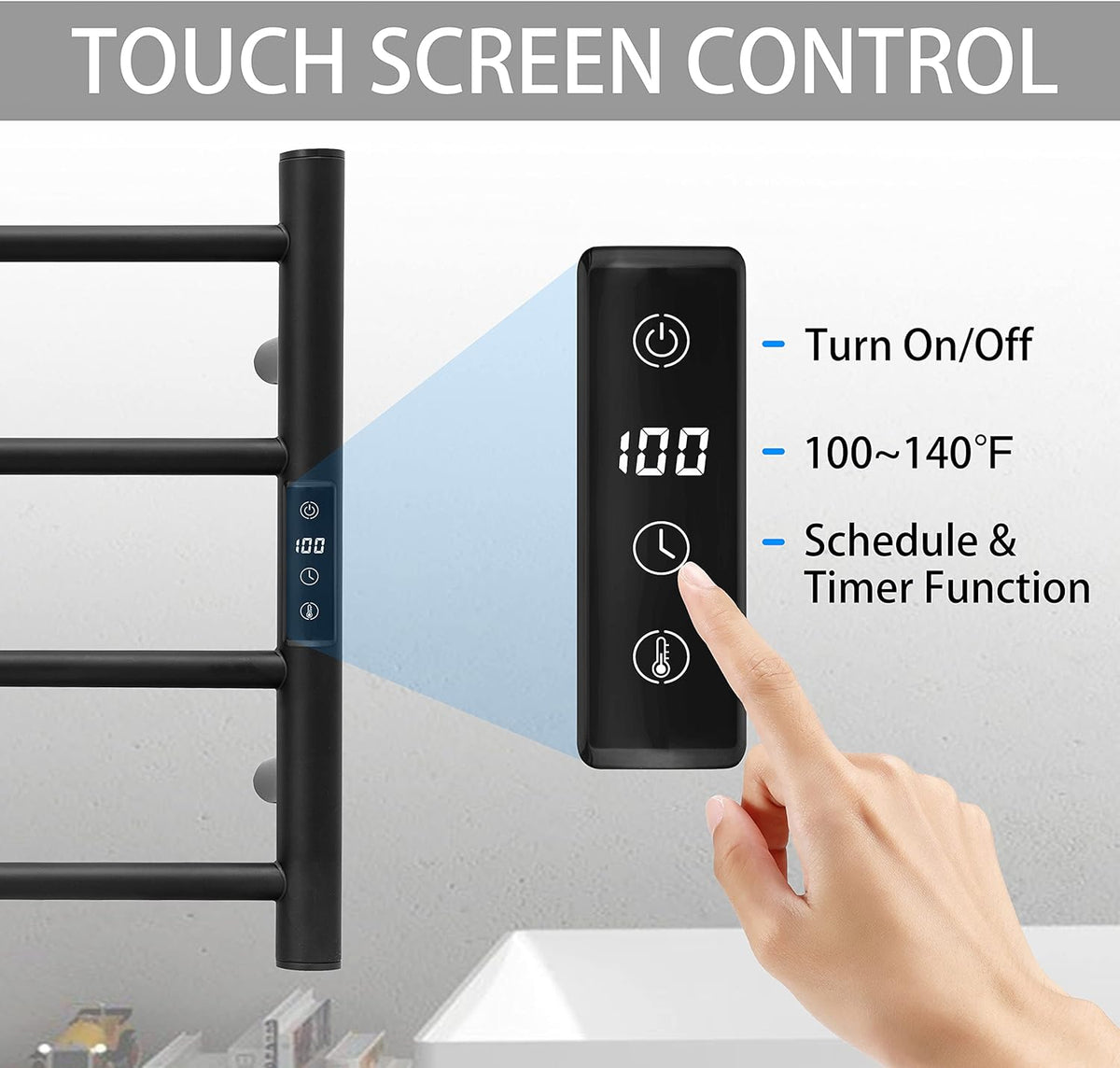 KEG Smart WiFi Towel Warmer Wall Mounted with Built-in Timer and Temperature Adjust Control, 4 Bars