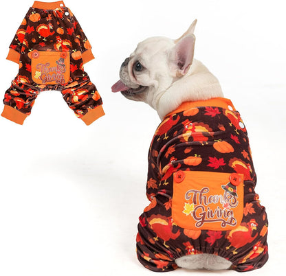 BEAUTYZOO Dog Thanksgiving Pajamas Small Sized Dog, Fleece Funny Ghost Pumpkin Costumes for Dogs