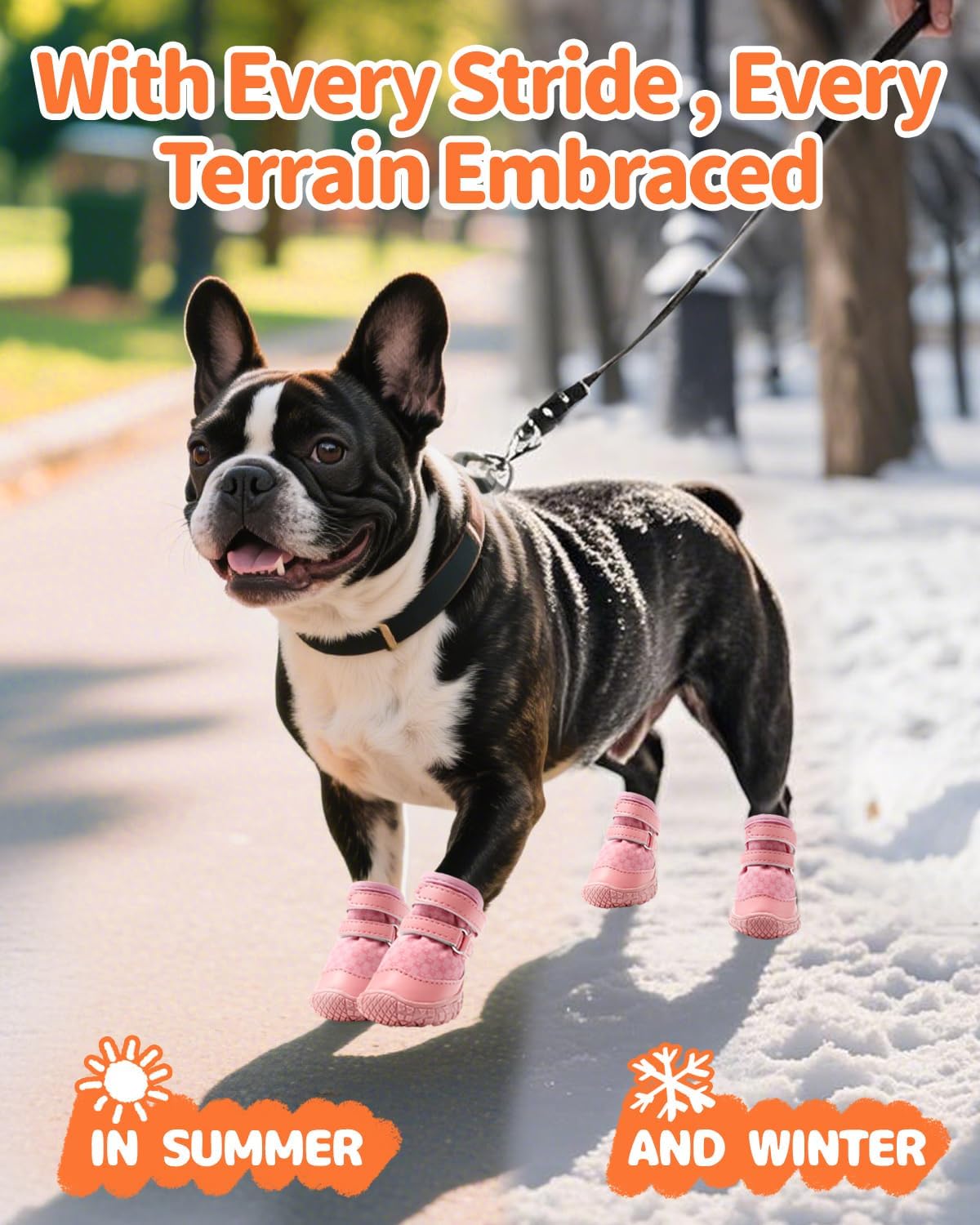 Dog Shoes for Small Dogs, Double Binding Straps Puppy Boots & Paw Protectors for Summer Hot