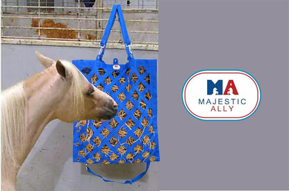 Majestic Ally Premium Nylon Hay Bag for Horses and Livestock, Simulates Grazing, Slow Feeding