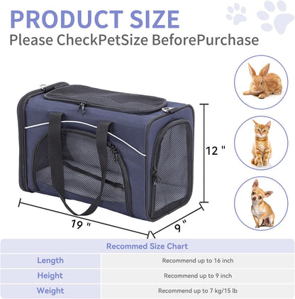 Petsfit Airline Approved Pet Carrier for Small Dogs & Cats, 19x9x12 TSA Approved Carrier, with