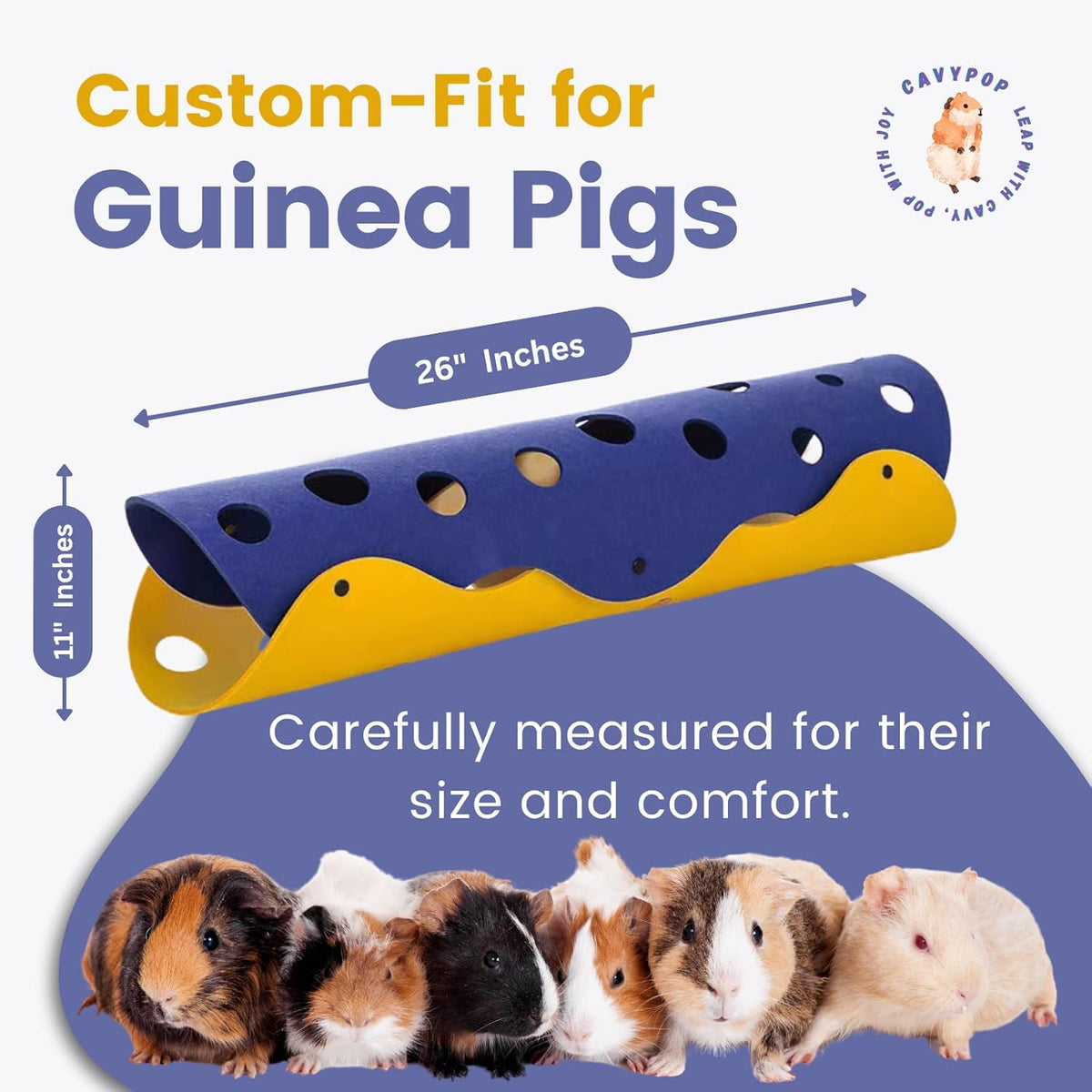 Guinea Pig Tunnel Foldable Fleece Hideout Tube with Cheese-Hole Design Soft Cozy Hideaway for
