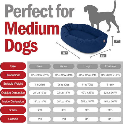 Majestic Pet 32 Inch Suede Calming Dog Bed Washable 32x23x7 (Inch) – Cozy Soft Round Donut Dog Bed