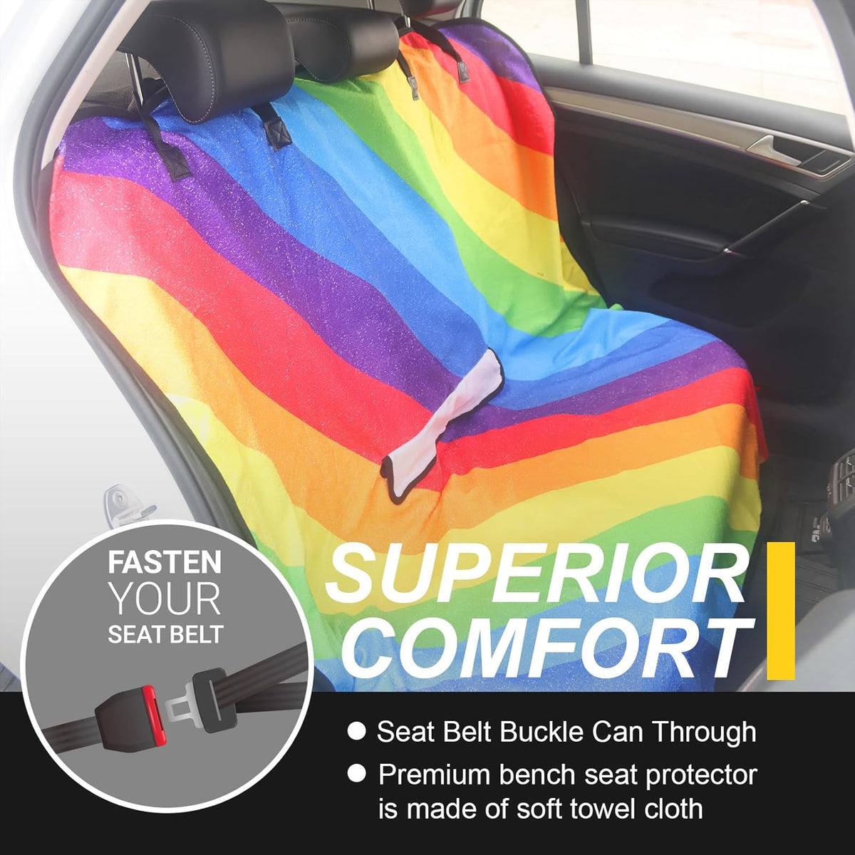Back Seat Cover for Car Trucks Van SUV,Waterproof Rear Bench Towel Seat Covers for Dogs and