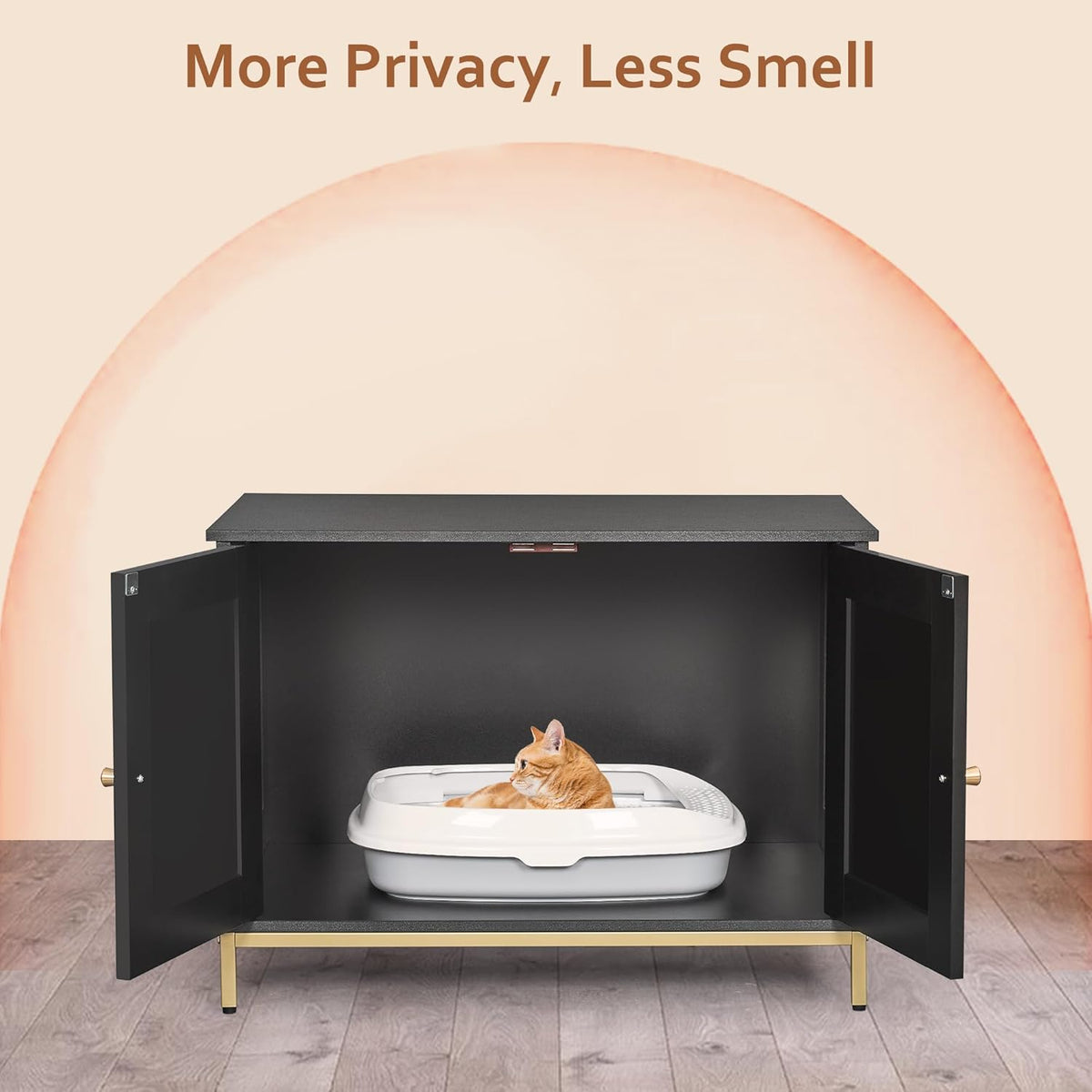 Homhedy Cat Litter Box Enclosure, Cat Washroom Furniture with Metal Frame, Pet House, Fit Most of