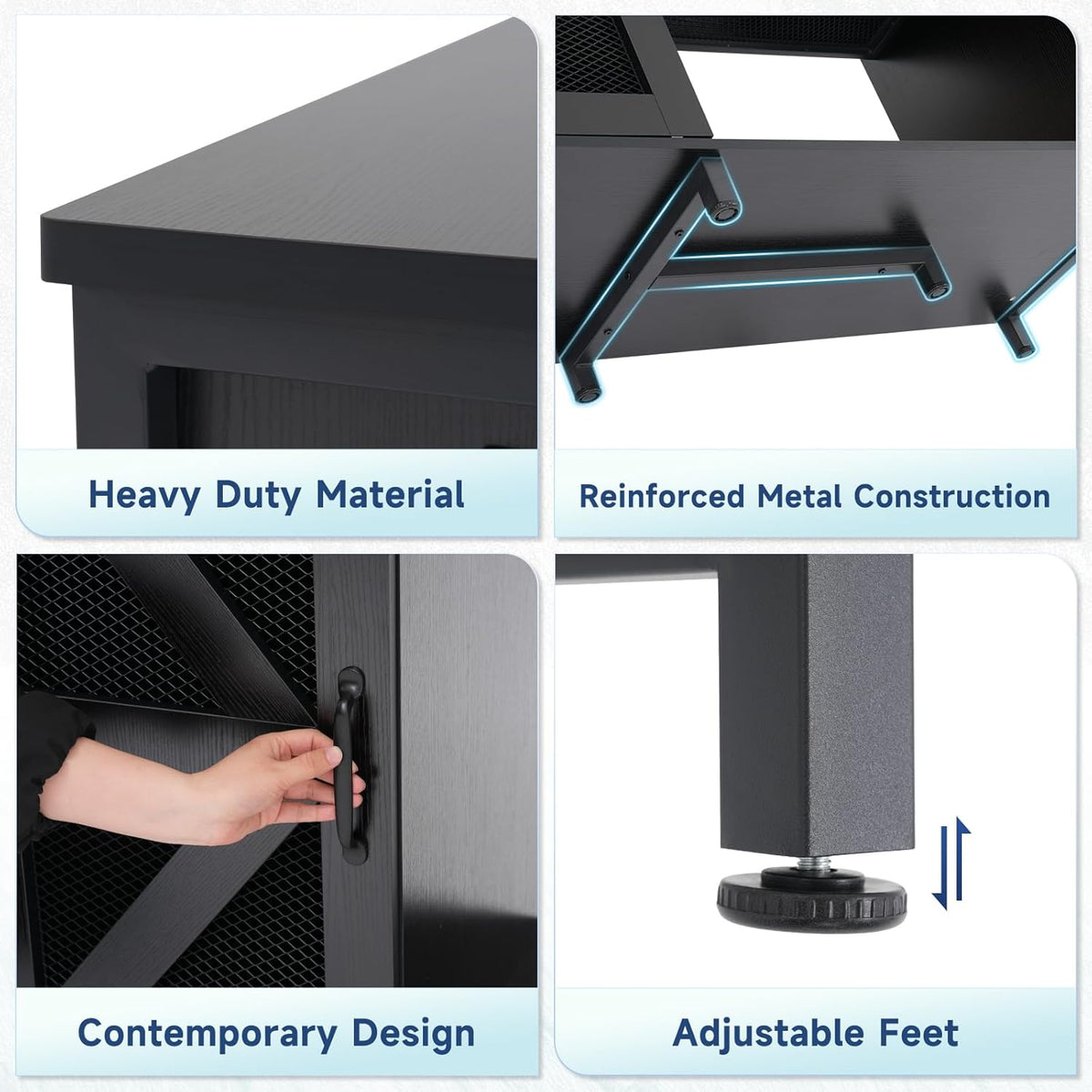Verano 55-75 Gallon Aquarium Stand with Storage Cabinet, Fish Tank Stand with Power Outlets & LED