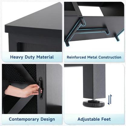 Verano 55-75 Gallon Aquarium Stand with Storage Cabinet, Fish Tank Stand with Power Outlets & LED