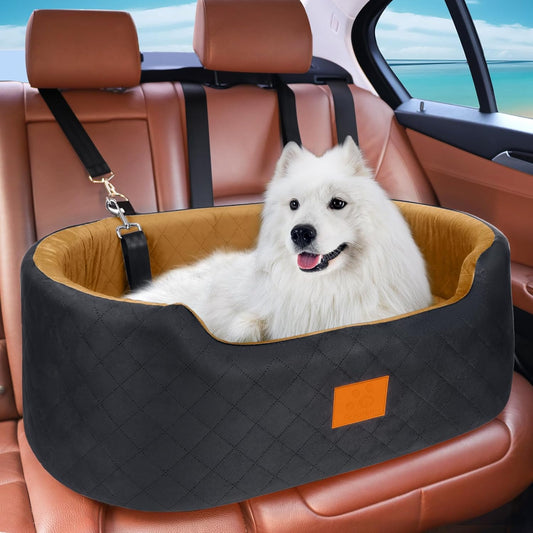 Dog Car Seat for Medium & Large Dogs up to 55 lbs, Elevated Booster Seat with Anti-Slip Base